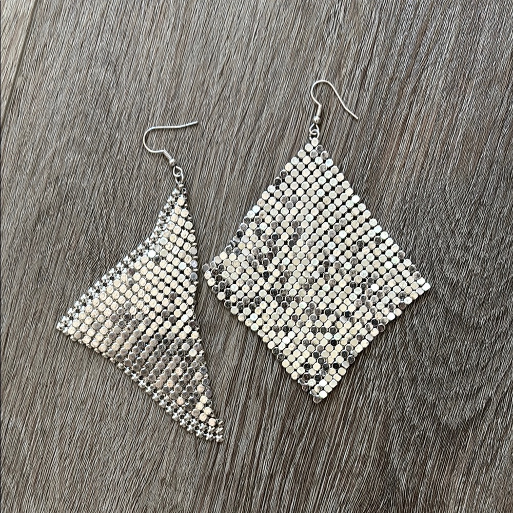 Silver Mesh Dangle Earrings